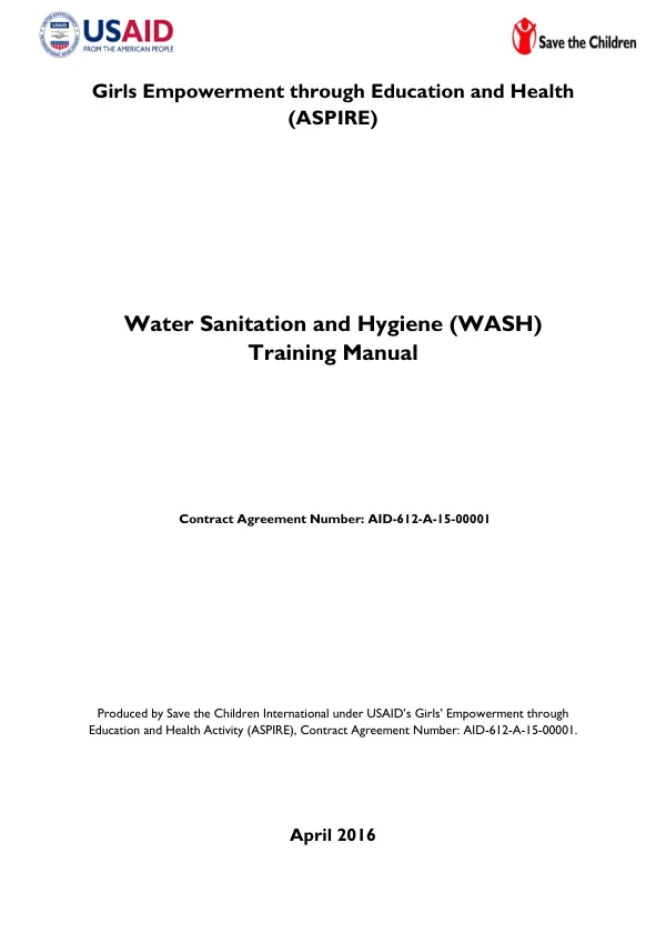 Water Sanitation and Hygiene (WASH) Training Manual