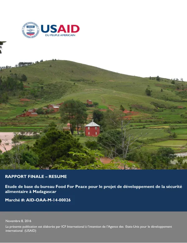 Final Report: Baseline Study of Food For Peace Development Food Assistance Projects in Madagascar