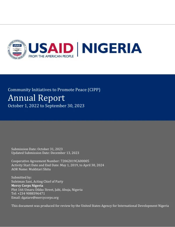 Community Initiatives to Promote Peace (CIPP) Annual Report