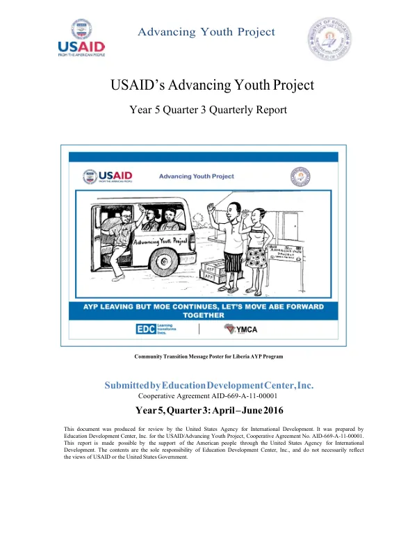 USAID's Advancing Youth Project Year 5 Quarter 3 Quarterly Report