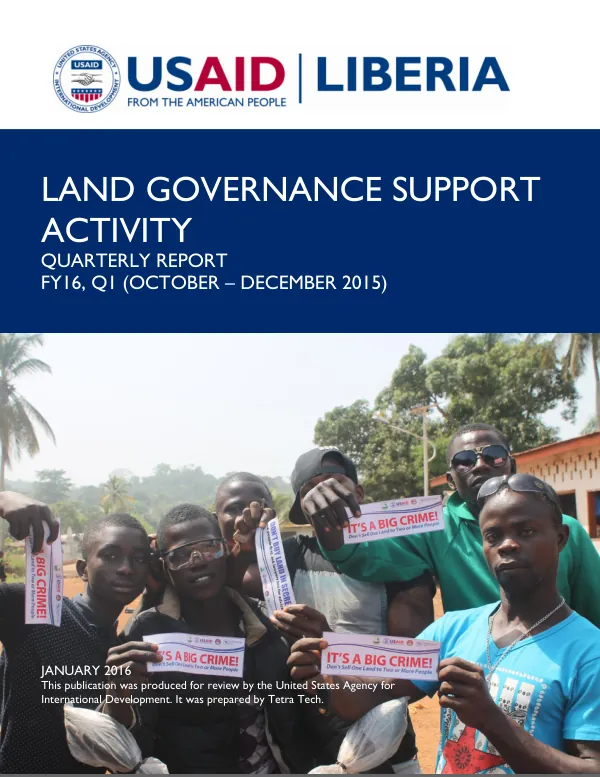 Land Governance Support Activity Quarterly Report, FY16, Q1