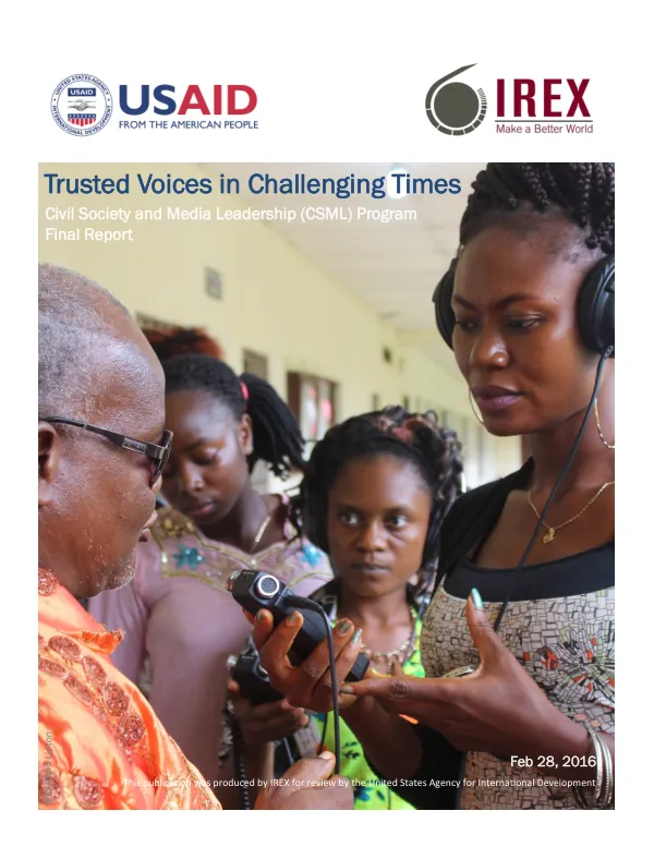 Civil Society and Media Leadership (CSML) Program Final Report: Trusted Voices in Challenging Times