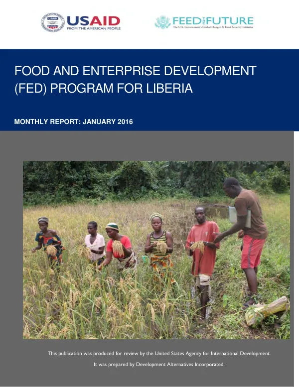 USAID Food and Enterprise Development Program for Liberia January 2016 Monthly Report