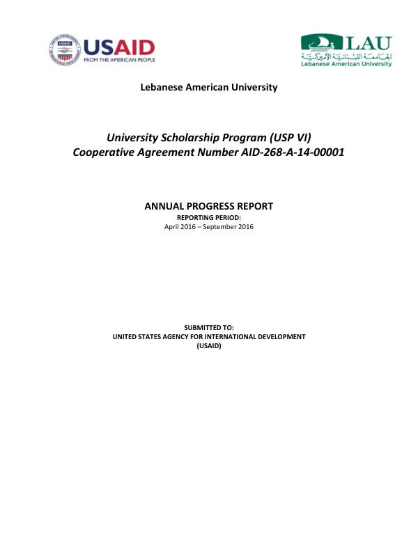Annual Progress Report: University Scholarship Program (USP VI)