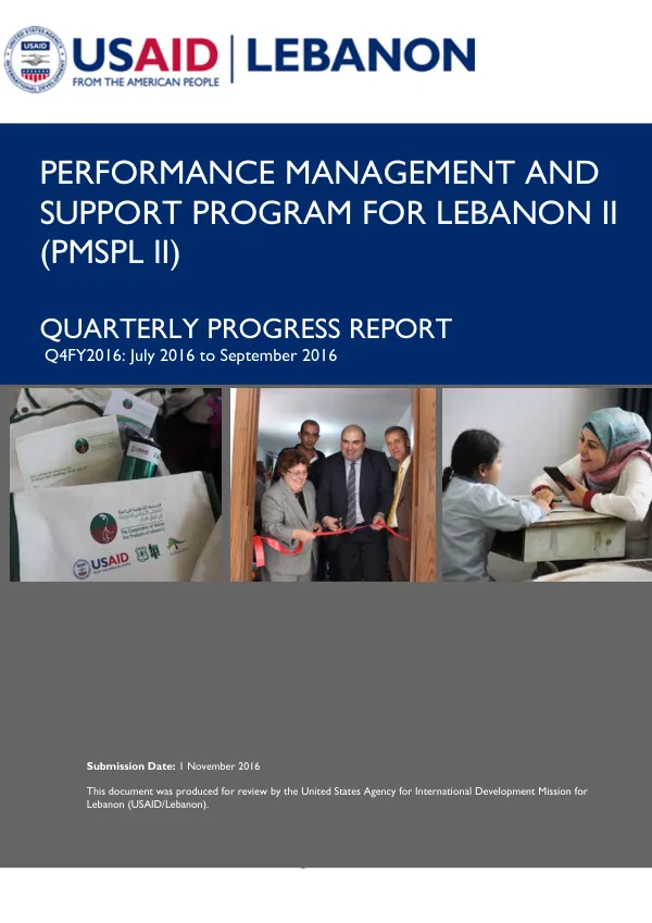 Quarterly Progress Report PMSPL II: Q4FY16