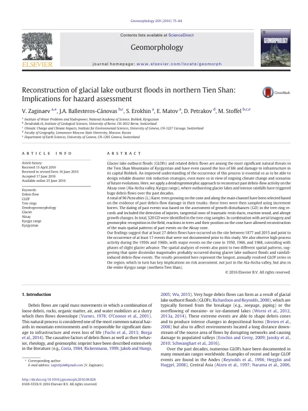 Reconstruction of glacial lake outburst floods in northern Tien Shan: Implications for assessment