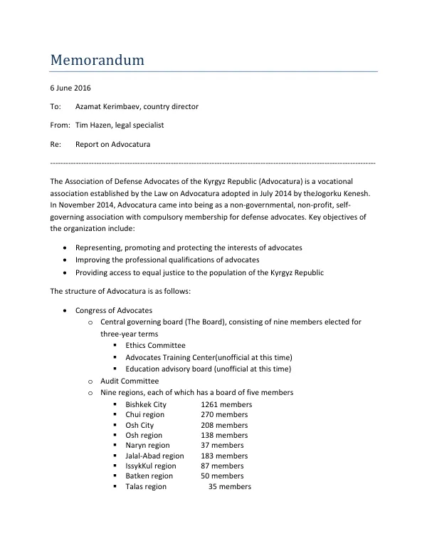 Report on Advocatura