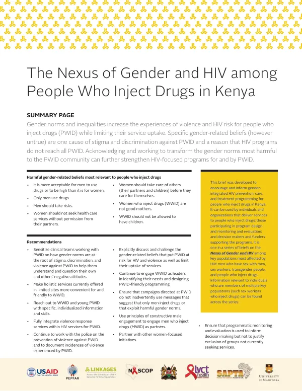 The Nexus of Gender and HIV among People Who Inject Drugs in Kenya