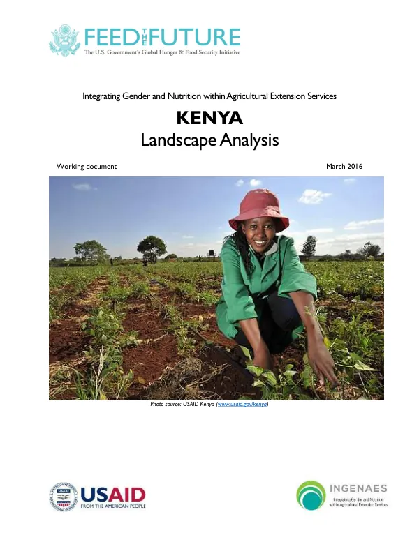Integrating Gender and Nutrition within Agricultural Extension Services: Kenya Landscape Analysis