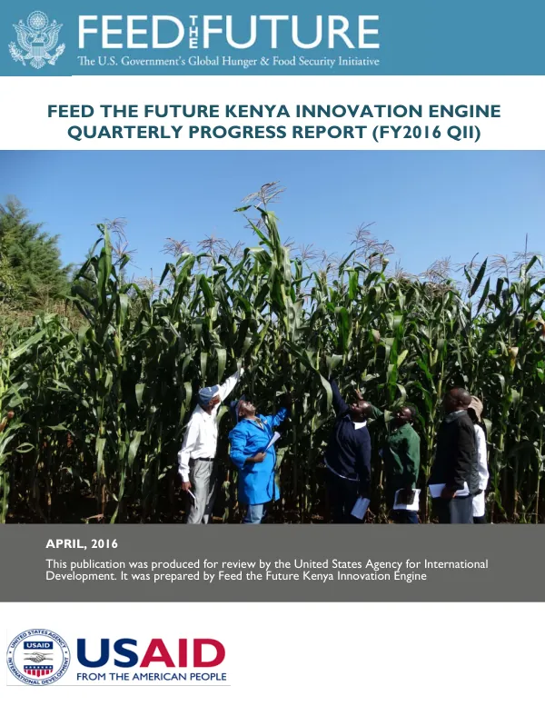 Feed the Future Kenya Innovation Engine FY2016 QII Quarterly Report