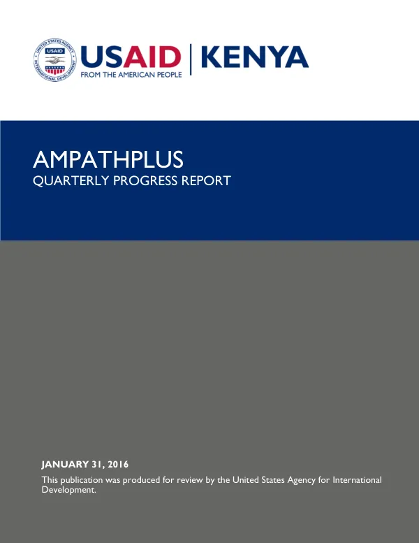 AMPATHPlus Quarterly Narrative Report Quarter 1, 2015-2016