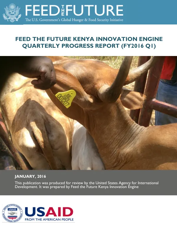 Feed the Future Kenya Innovation Engine FY 2016 QI Quarterly Report