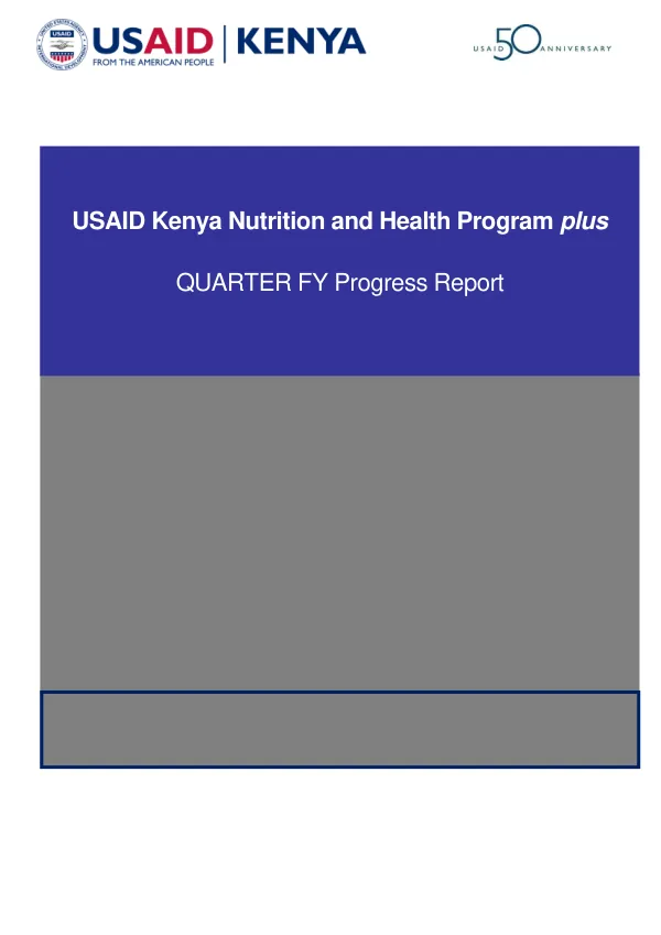 Quarter 1 FY 2015/2016 Progress Report: Kenya Nutrition and Health Program plus
