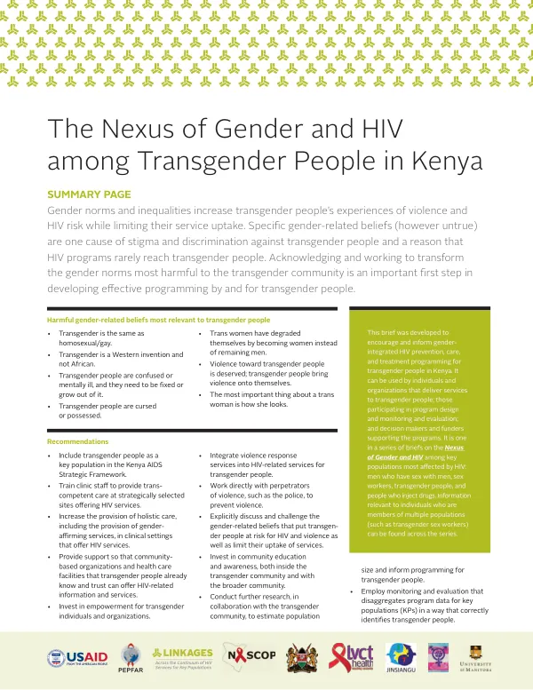 The Nexus of Gender and HIV among Transgender People in Kenya