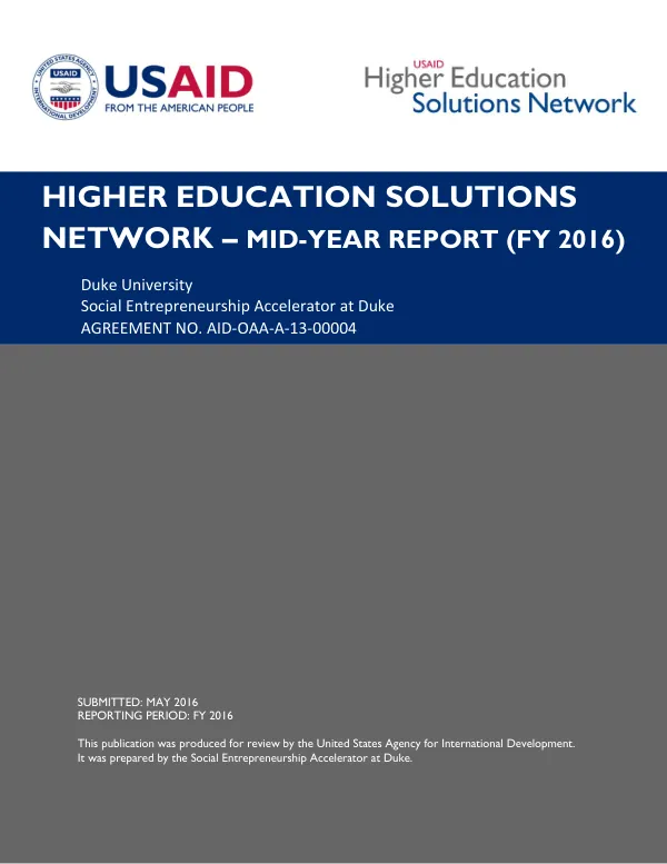 Higher Education Solutions Network – Mid-Year Report (FY 2016)