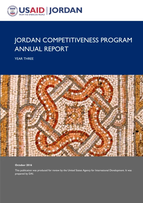 Jordan Competitiveness Program Annual Report Year Three