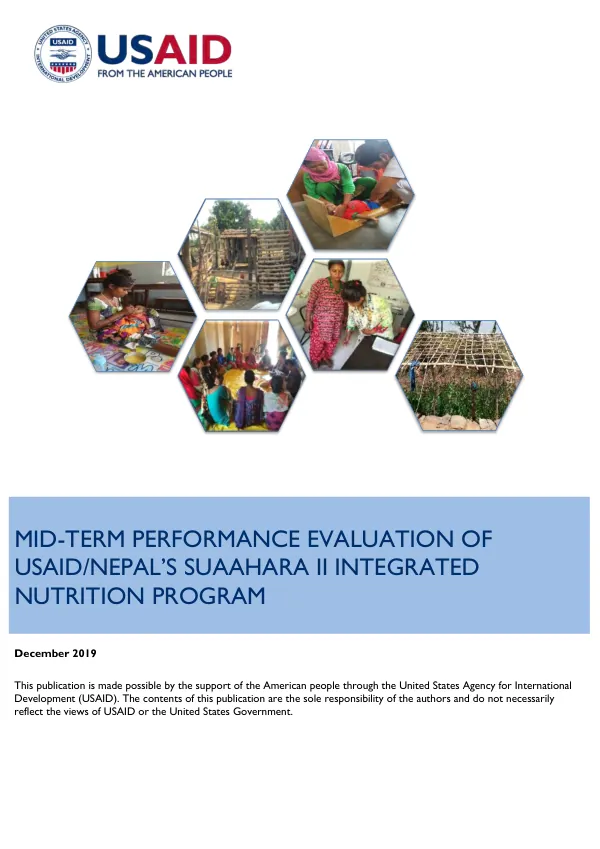 Mid-term performance evaluation of USAID/Nepal's suaahara II integrated nutrition program