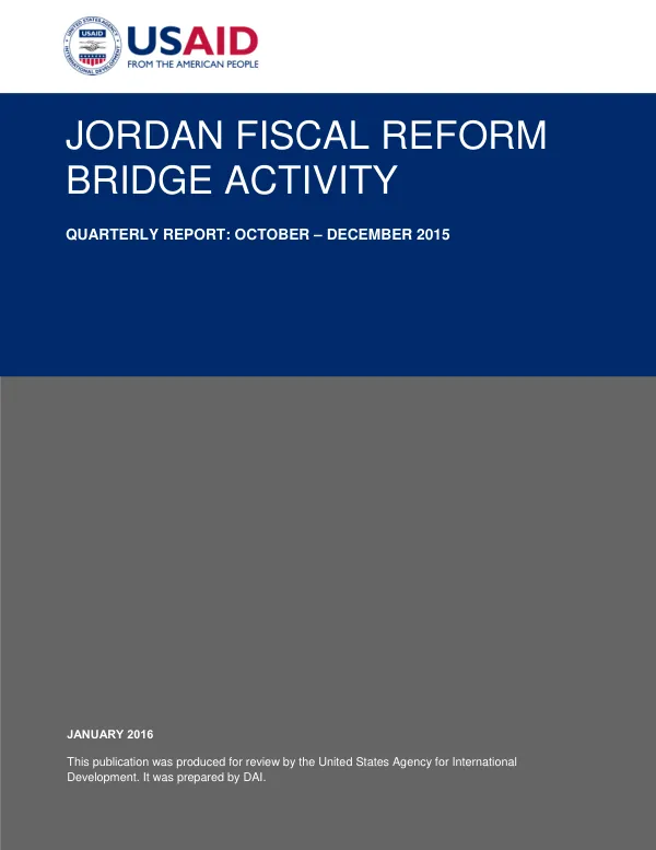 Jordan Fiscal Reform Bridge Activity Quarterly Report: October – December 2015