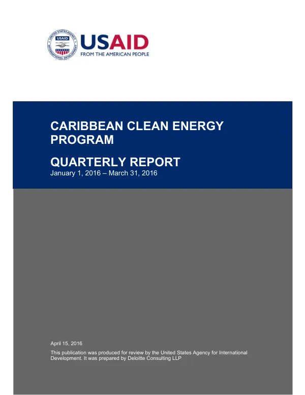 USAID/Caribbean Clean Energy Program Quarterly Report