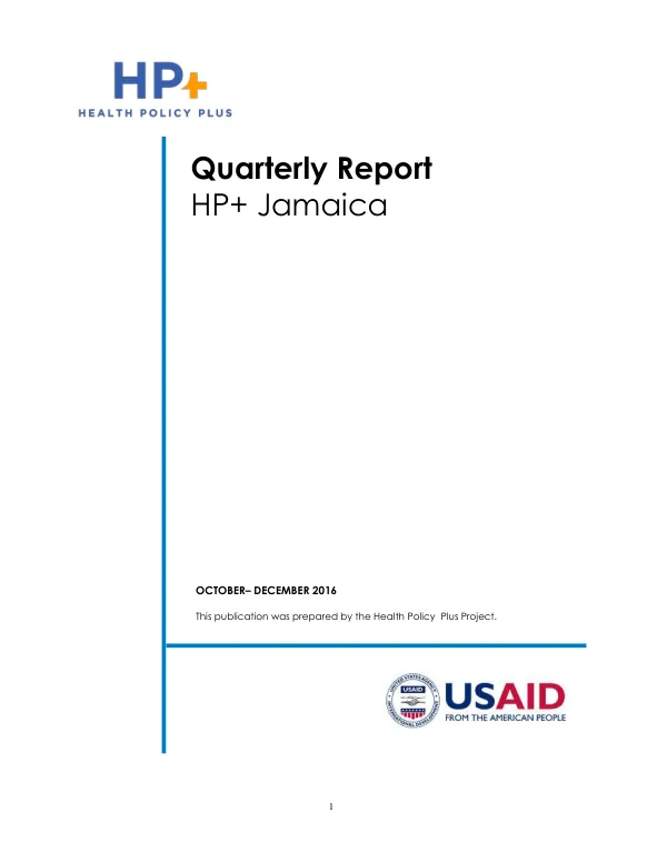 Quarterly Report: HP+ Jamaica (October-December 2016)