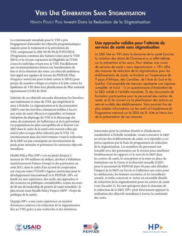 Vers Une Generation Sans Stigmatisation: Health Policy Plus Investit Dans la Reduction de la Stigmatisation