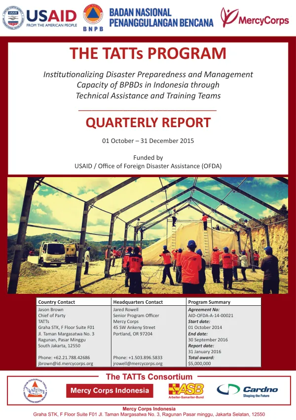 TATTs Quarterly Report: Oct-Dec 2015