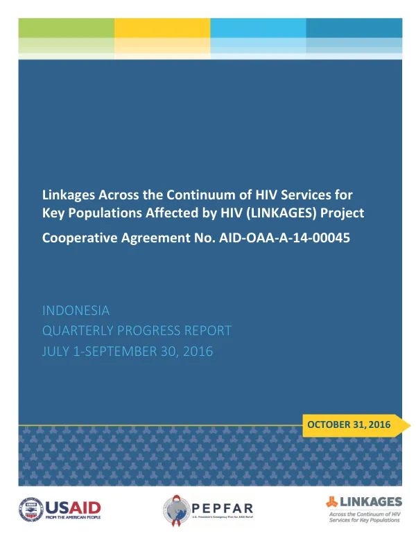 LINKAGES Quarterly Report (July 1 – September 30, 2016)- Indonesia