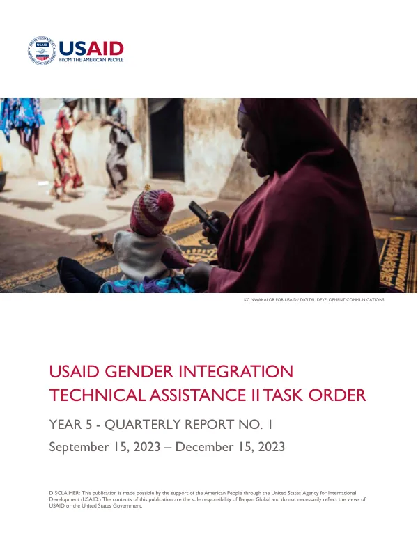 USAID Gender Integration Technical Assistance II Task Order Year 5 - Quarter 1 Report