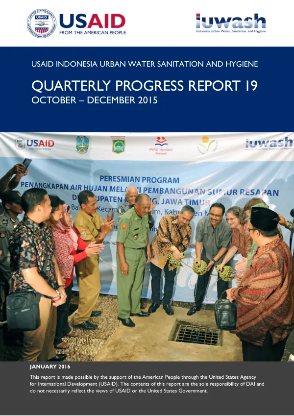 USAID Indonesia Urban Water Sanitation and Hygiene Quarterly Progress Report 19 October – December 2015