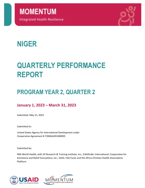 MOMENTUM Integrated Health Resilience - Niger-Quarterly Performance Report FY2023 Q2