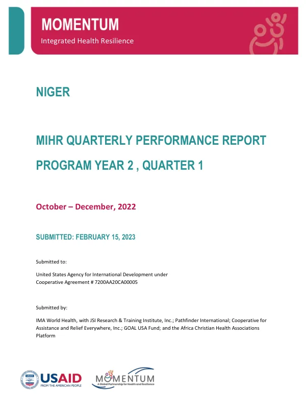 MOMENTUM Integrated Health Resilience Niger PY1 Annual Performance Report