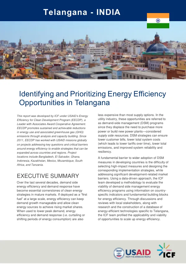 Energy Efficiency Opportunity Study for Telangana, India