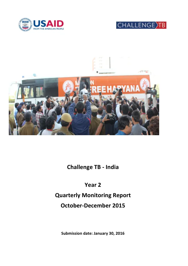 Quarterly Monitoring Report: Challenge TB - India Year 2 October-December 2015