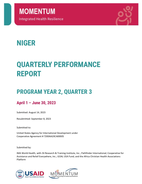 MOMENTUM Integrated Health Resilience | Niger Quarterly Performance Report, FY2023 Q3