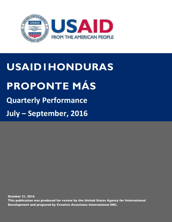 Quarterly Performance Report: July – September 2016