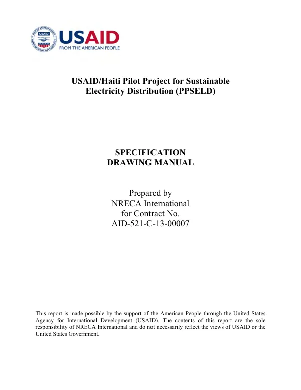 USAID/Haiti Pilot Project for Sustainable Electricity Distribution (PPSELD) Specification Drawing Manual