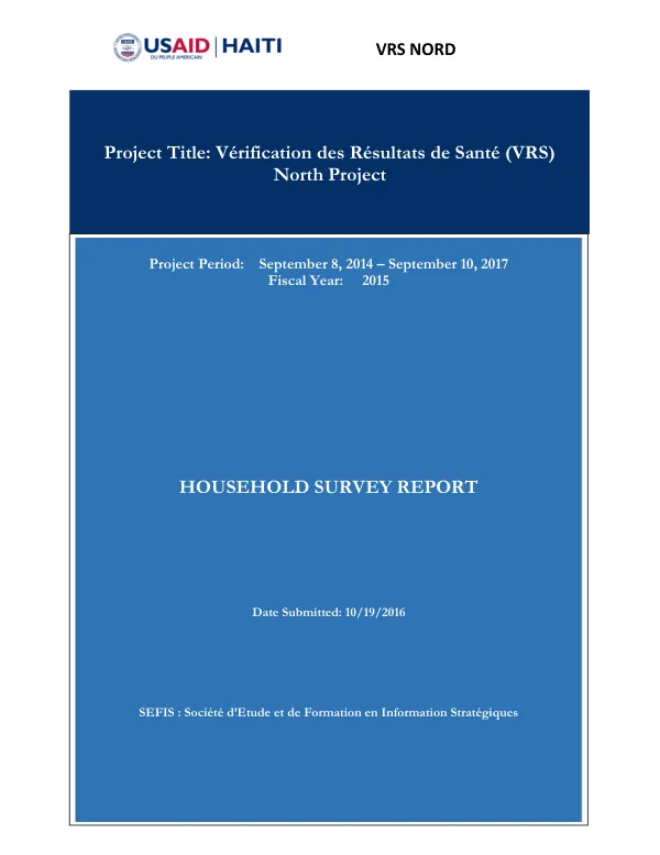 Verification des Résultats pour la Santé (VRS) North Verification Report