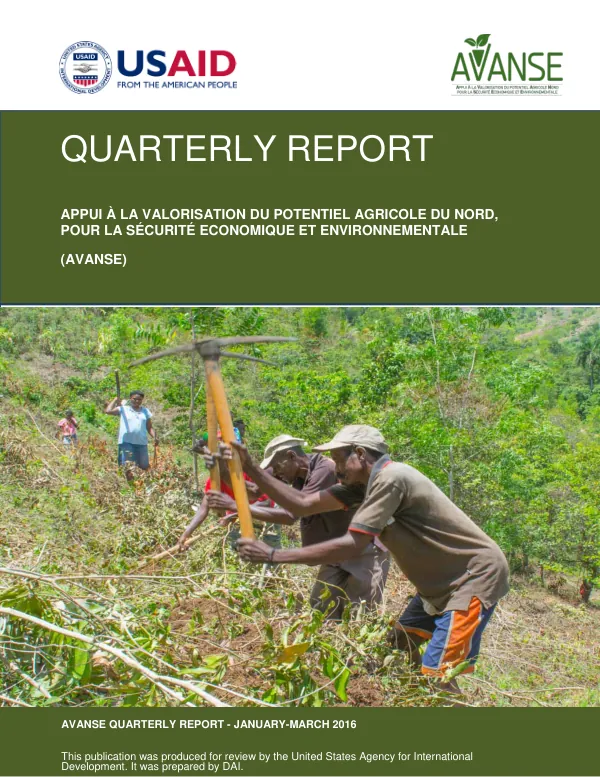 AVANSE Quarterly Report - January-March 2016