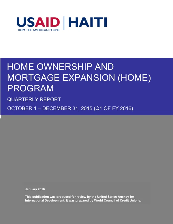 HOME Program Quarterly Report [Q1 FY 2016]
