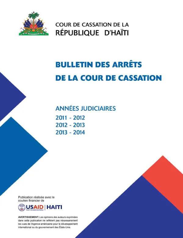 Recueil d’Arrêts de la Cour de Cassation de la République d’Haïti