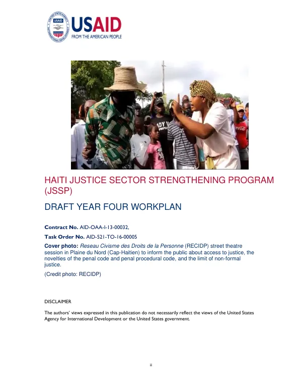 Haiti Justice Sector Strengthening Program (JSSP)