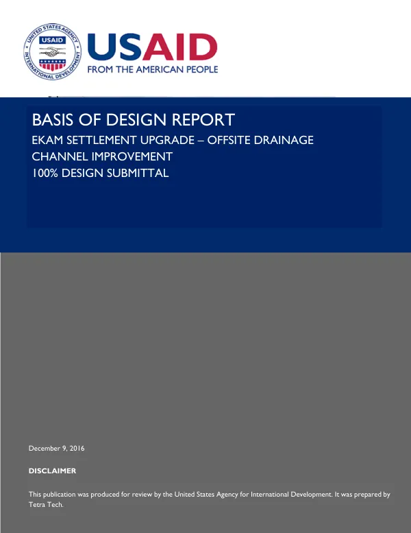 Basis of Design Report: EKAM Settlement Upgrade – Offsite Drainage Channel Improvement