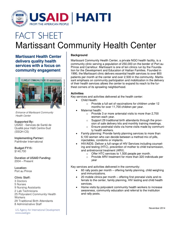 Overview of Martissant Community Health Center