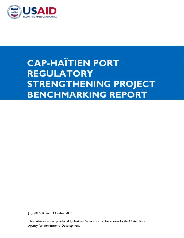 Cap-Haïten Port Regulatory Strengthening Project Benchmarking Report