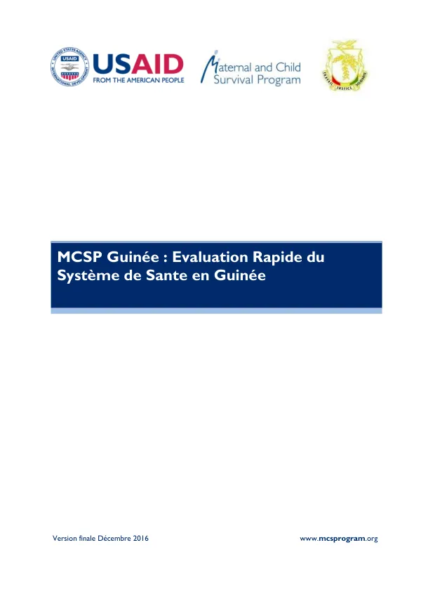 MCSP Guinée : Évaluation Rapide du Système de Santé en Guinée