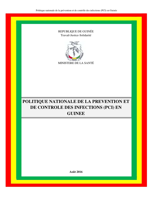 Politique nationale de la prévention et de contrôle des infections (PCI) en Guinée