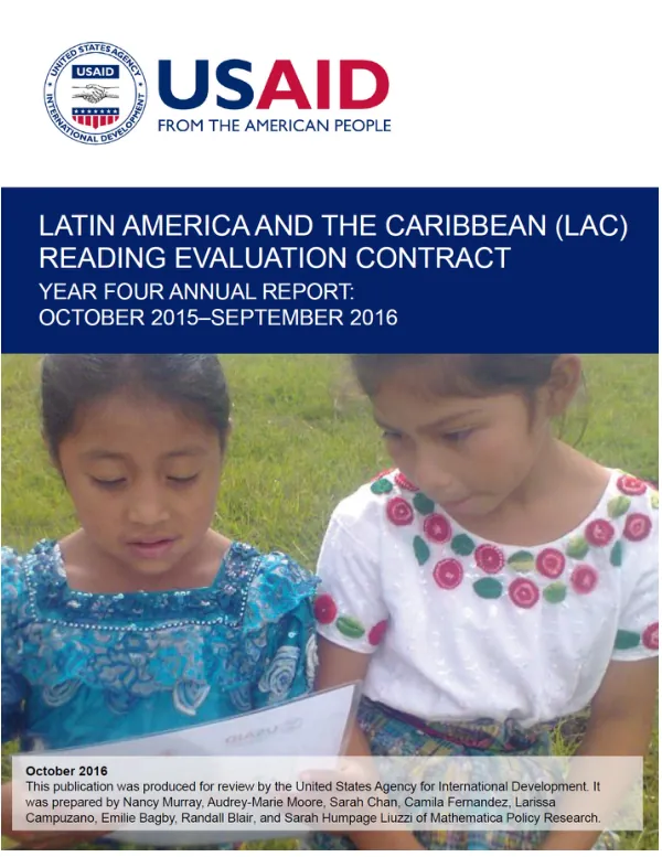 Latin America and the Caribbean (LAC) Reading Evaluation Contract: Year Four Annual Report: October 2015-September 2016
