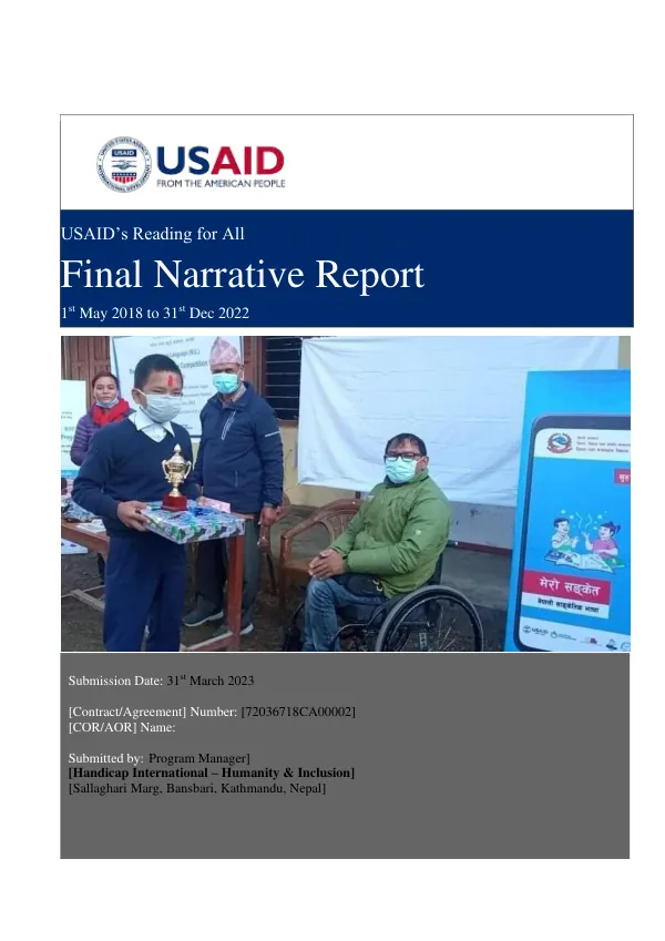 USAID’s Reading for All Final Narrative Report