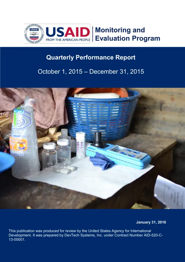 Quarterly Performance Report: October 2015 – December 2015