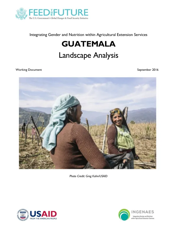Guatemala Landscape Analysis: Integrating Gender and Nutrition within Agricultural Extension Services